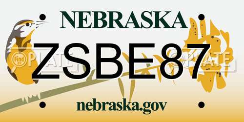 ZSBE87 Nebraska License Plate