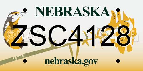 ZSC4128 Nebraska License Plate