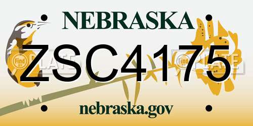 ZSC4175 Nebraska License Plate