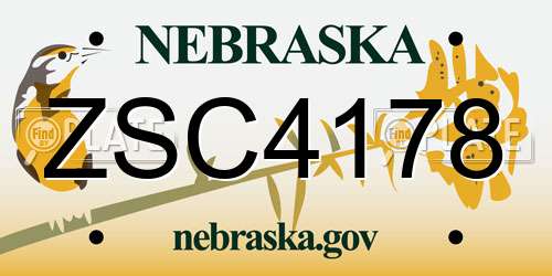ZSC4178 Nebraska License Plate