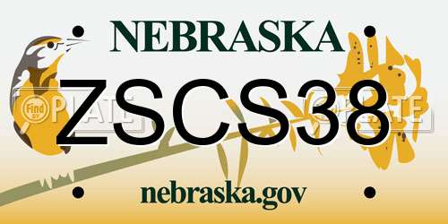 ZSCS38 Nebraska License Plate