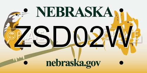 ZSD02W Nebraska License Plate