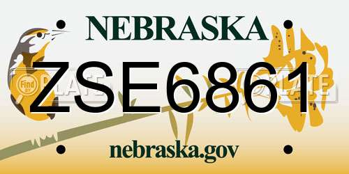 ZSE6861 Nebraska License Plate