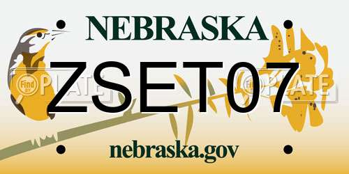ZSET07 Nebraska License Plate
