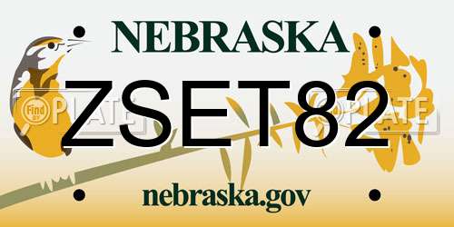 ZSET82 Nebraska License Plate