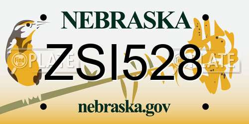 ZSI528 Nebraska License Plate