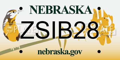 ZSIB28 Nebraska License Plate