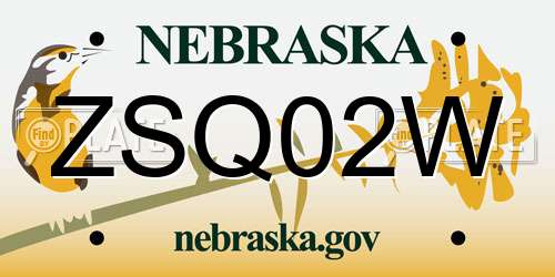 ZSQ02W Nebraska License Plate
