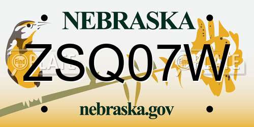 ZSQ07W Nebraska License Plate