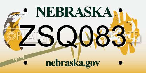 ZSQ083 Nebraska License Plate