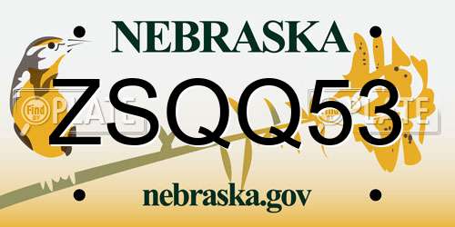 ZSQQ53 Nebraska License Plate