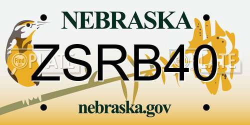 ZSRB40 Nebraska License Plate