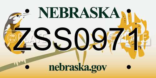 ZSS0971 Nebraska License Plate