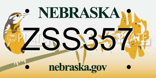 ZSS357 Nebraska License Plate