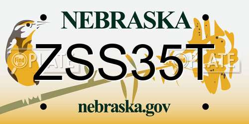 ZSS35T Nebraska License Plate