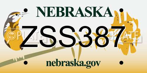 ZSS387 Nebraska License Plate