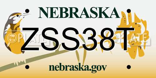 ZSS38T Nebraska License Plate