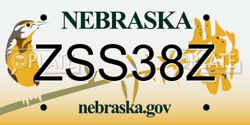 ZSS38Z Nebraska License Plate