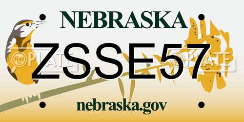 ZSSE57 Nebraska License Plate