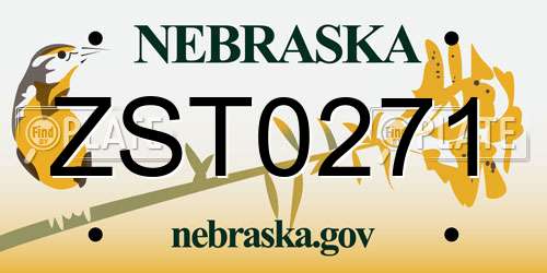 ZST0271 Nebraska License Plate