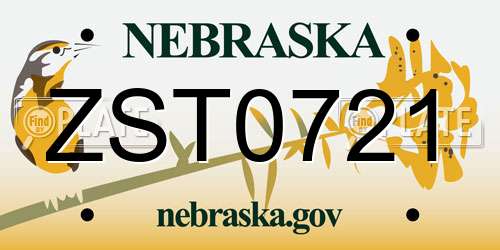 ZST0721 Nebraska License Plate