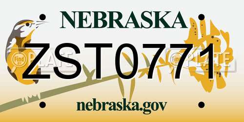 ZST0771 Nebraska License Plate