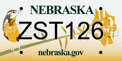 ZST126 Nebraska License Plate