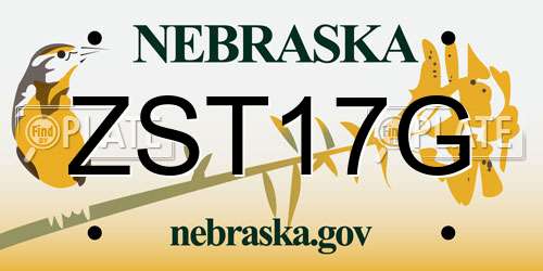 ZST17G Nebraska License Plate