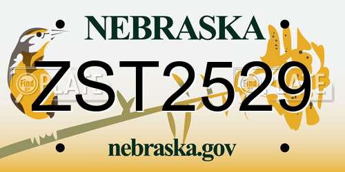 ZST2529 Nebraska License Plate