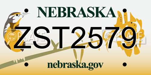 ZST2579 Nebraska License Plate