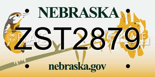 ZST2879 Nebraska License Plate