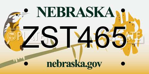 ZST465 Nebraska License Plate