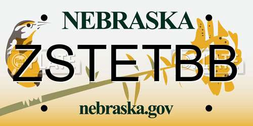 ZSTETBB Nebraska License Plate