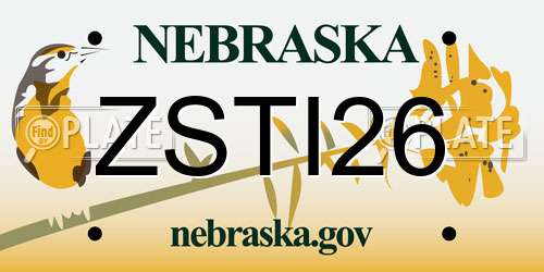 ZSTI26 Nebraska License Plate