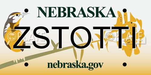 ZSTOTTI Nebraska License Plate