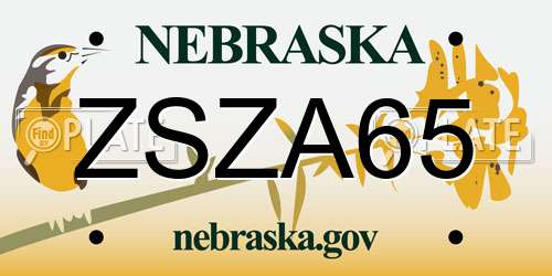 ZSZA65 Nebraska License Plate