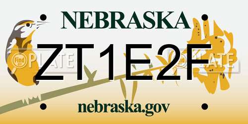 ZT1E2F Nebraska License Plate