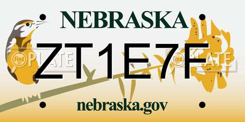 ZT1E7F Nebraska License Plate