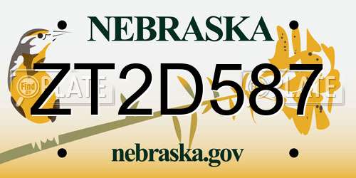 ZT2D587 Nebraska License Plate