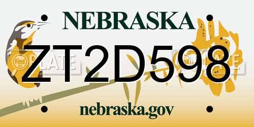 ZT2D598 Nebraska License Plate