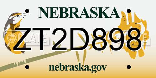 ZT2D898 Nebraska License Plate