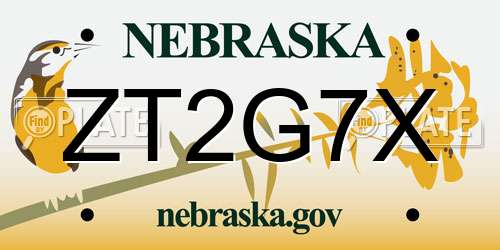 ZT2G7X Nebraska License Plate