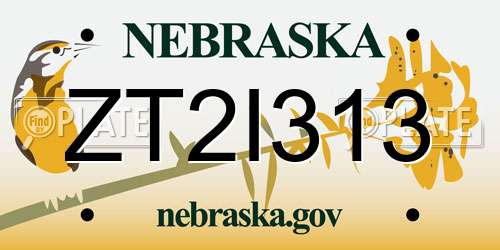 ZT2I313 Nebraska License Plate