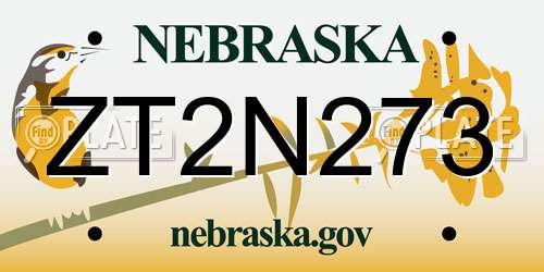 ZT2N273 Nebraska License Plate