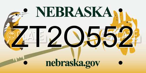 ZT2O552 Nebraska License Plate
