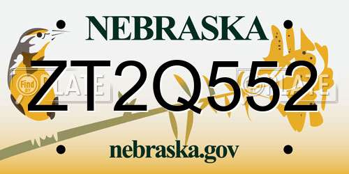 ZT2Q552 Nebraska License Plate