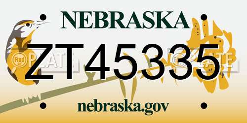 ZT45335 Nebraska License Plate