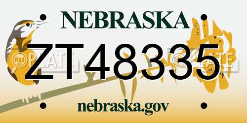 ZT48335 Nebraska License Plate