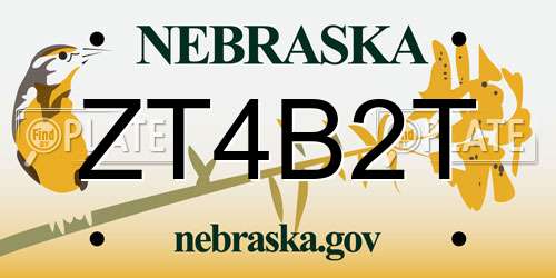 ZT4B2T Nebraska License Plate