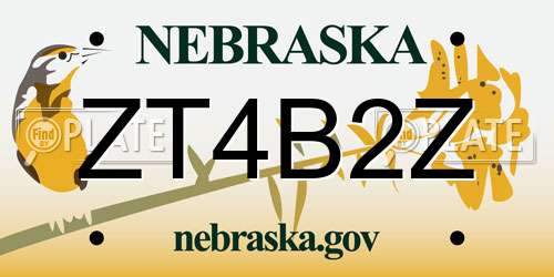 ZT4B2Z Nebraska License Plate